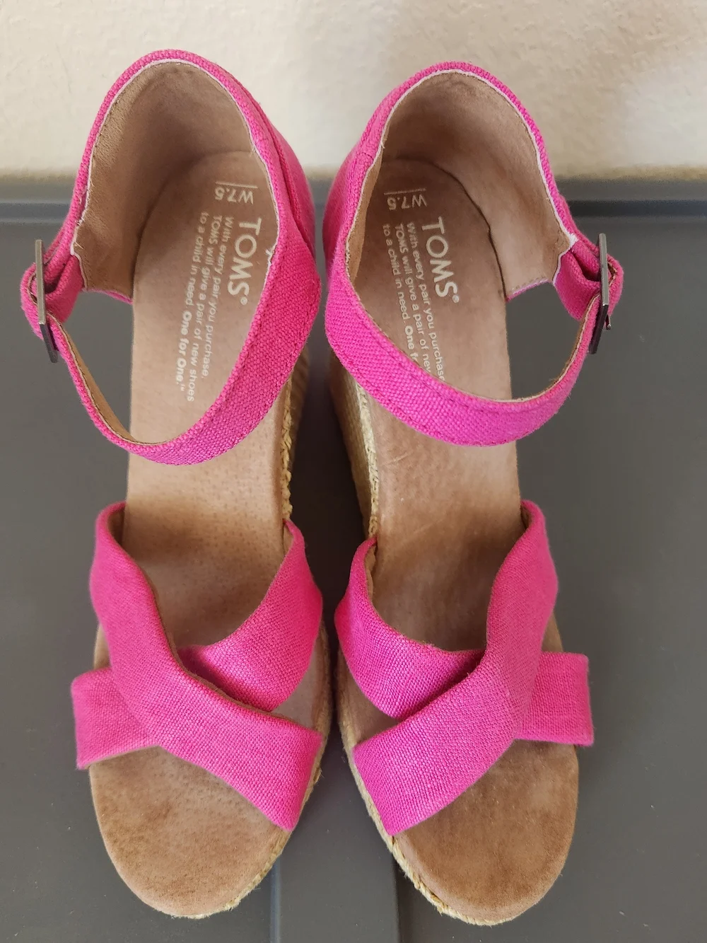 TOMS Women's Pink Espadrille Wedge Sandals